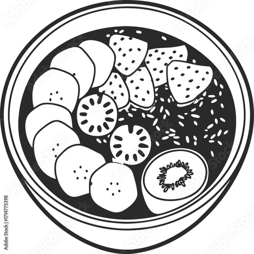 Vector illustration of vegetable pizza slice on plate