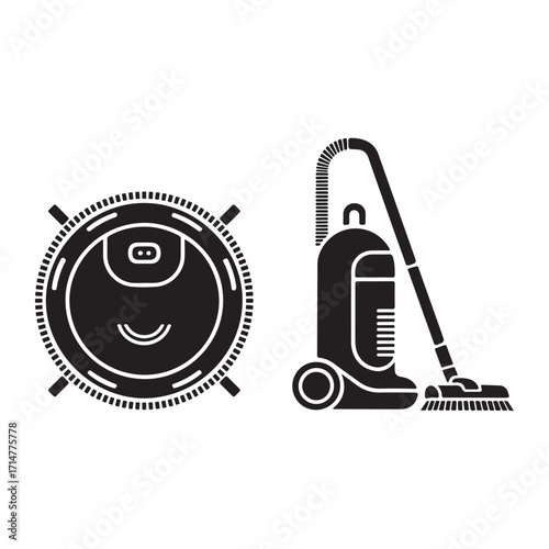 Vacuum cleaner minimal black icon