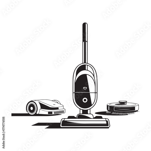 Compact vacuum cleaner simple vector