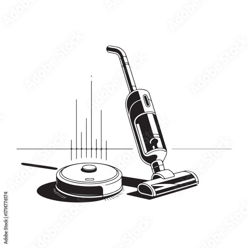 Smart vacuum cleaner flat vector
