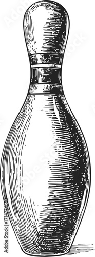 Bowling pin sketch hand drawn style isolated on white background — stock vector