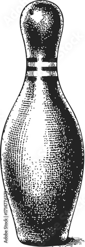 Bowling pin sketch hand drawn vintage style isolated object — stock vector