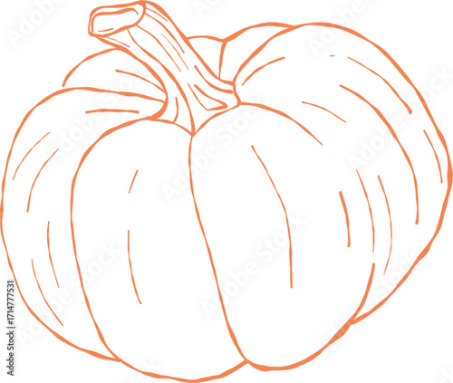 Orange pumpkin outline, Halloween clip art, autumn icon decor