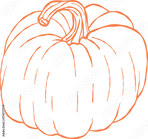 Orange pumpkin outline, Halloween clip art, autumn icon decor