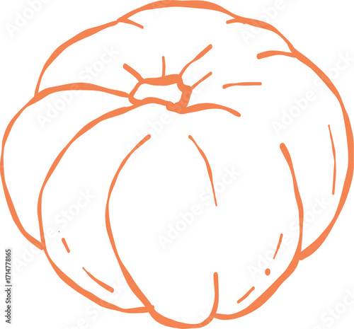 Orange pumpkin outline, Halloween clip art, autumn icon decor
