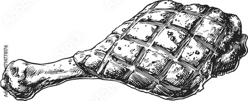 Ham bone sketch hand drawn vintage style meat engraving — stock vector