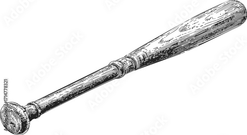 Baseball bat sketch hand drawn vintage style isolated on white background — stock vector
