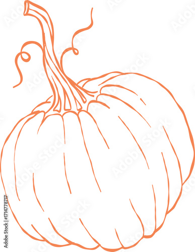 Orange pumpkin outline, Halloween clip art, autumn icon decor