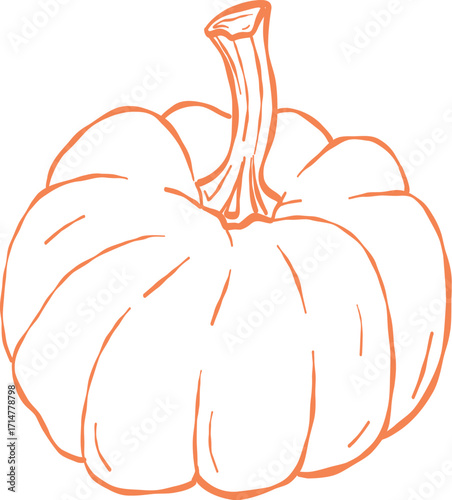 Orange pumpkin outline, Halloween clip art, autumn icon decor