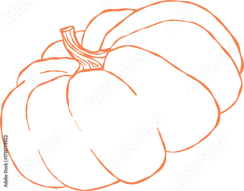 Orange pumpkin outline, Halloween clip art, autumn icon decor