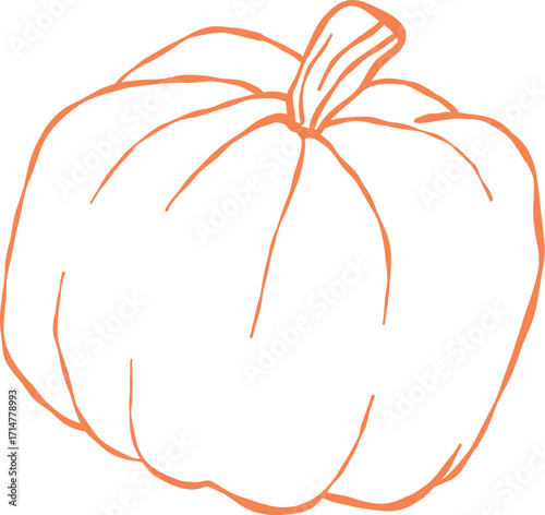 Orange pumpkin outline, Halloween clip art, autumn icon decor