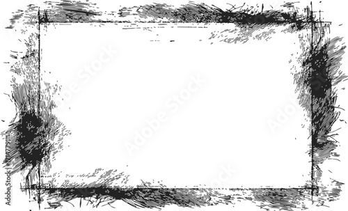 Grunge frame sketch hand drawn rectangular border with rough ink texture — stock vector