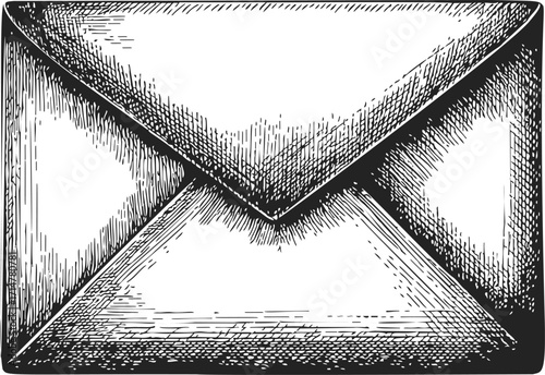 Envelope sketch hand drawn vintage style with detailed crosshatch shading — stock vector