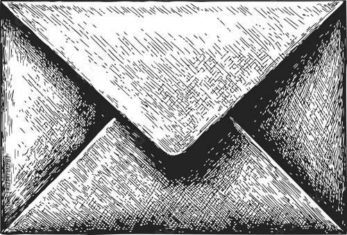 Envelope sketch hand drawn vintage style with detailed crosshatch shading — stock vector