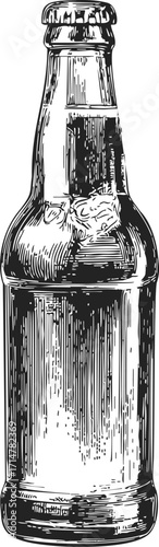 Beer bottle sketch hand drawn style with detailed glass texture — stock vector