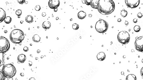 Bubbles sketch hand drawn floating scattered on white background — stock vector