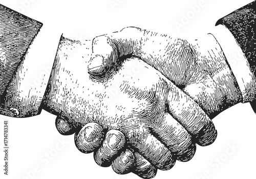 Handshake sketch hand drawn style business agreement concept — stock vector