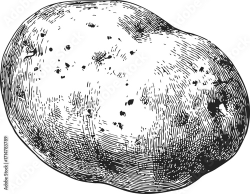 Potato sketch hand drawn detailed vegetable isolated on white background — stock vector