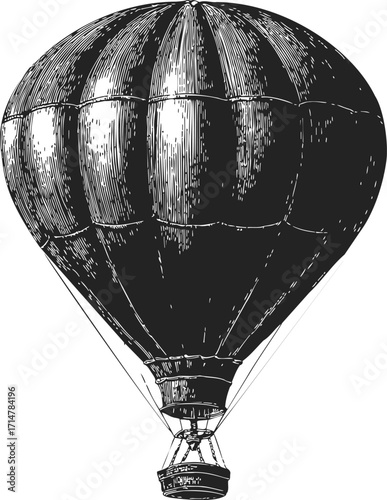 Hot air balloon sketch hand drawn vintage style isolated on white — stock vector