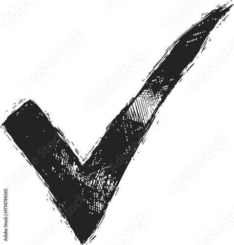 Check mark sketch hand drawn thick black tick isolated — stock vector
