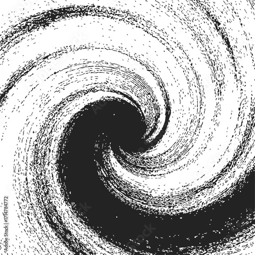 Black and white swirl sketch, hand drawn abstract spiral background — stock vector