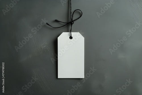 Plain White Tag Hanging on Black Background for Labeling and Decorating Items