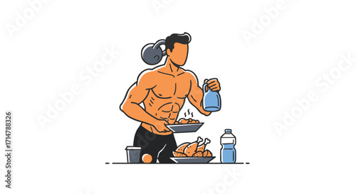 Muscular Man Preparing Healthy Meal Fitness & Nutrition