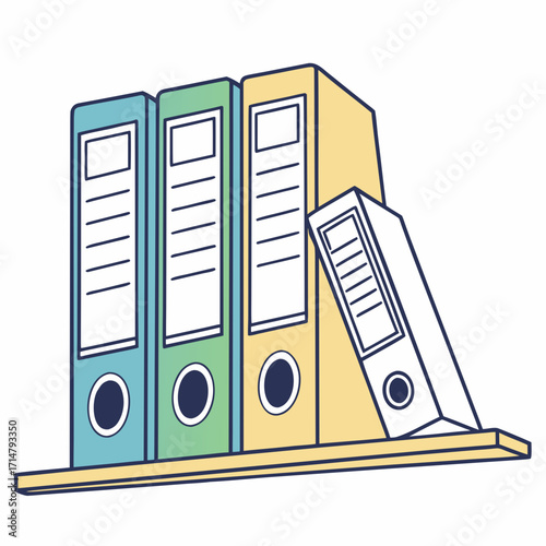 Office shelf with colorful binders