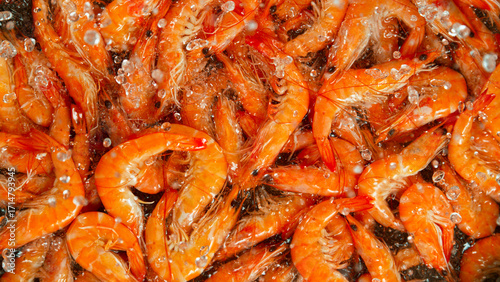 Falling tasty orange prawns...