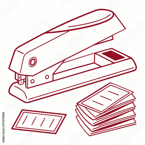 Illustration of a stapler with paper