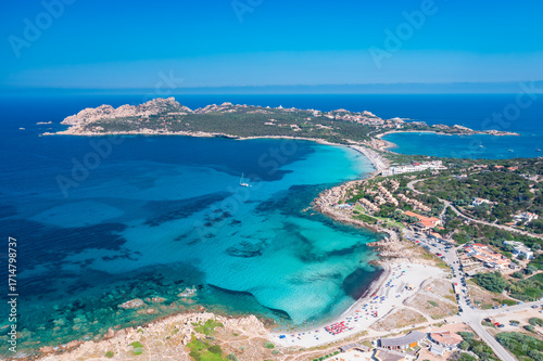 Quadro su tela Aerial view to Baia Santa Reparata, Santa Teresa di Gallura, Sassari, Sardinia,