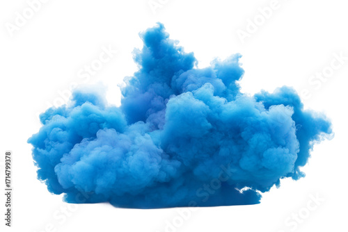 Mystic blue vapor twisting upward isolated on transparent background