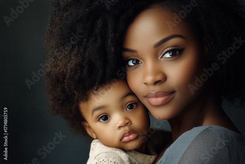 Mother and Child Share a Tender Moment in a Cozy Setting at Home in the After...