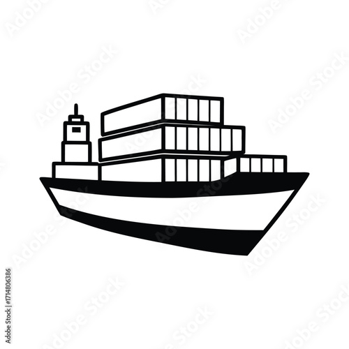 Container ship with stacked ISO containers