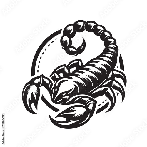 black and white scorpion vector logo
