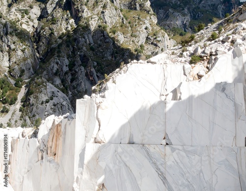 Quarry of white marble in mountains