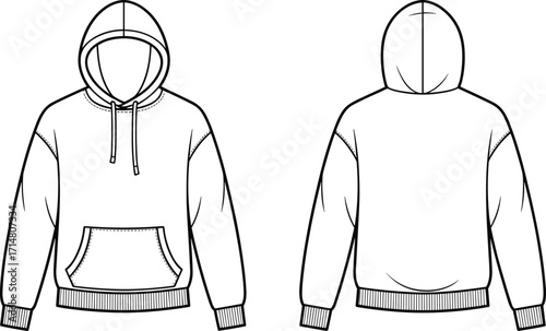 hoodie, sweatshirt, hooded, pullover, drawstring, pocket, kangaroo, ribbed, cuff, hem, casual, warm, cozy, unisex, fashion, clothing, apparel, vector, design, illustration