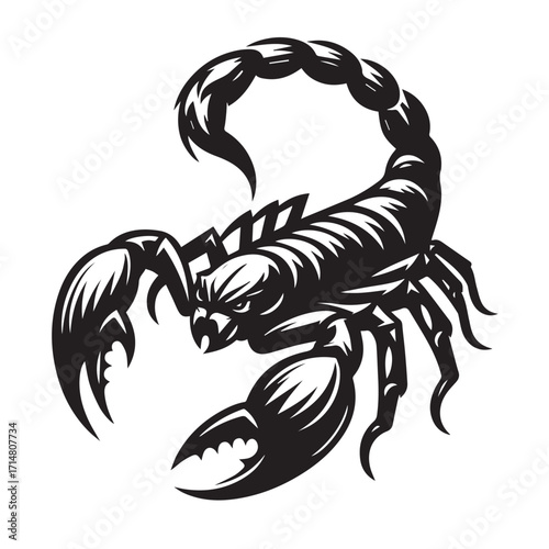 black and white scorpion vector logo