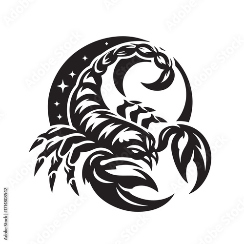 black and white scorpion vector logo
