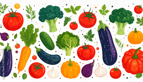 Assortment of colorful fresh vegetables.