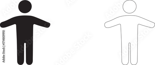 Man spread his arms out to the sides. Vector sign.