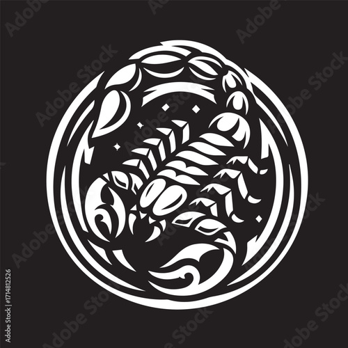 black and white scorpion vector logo