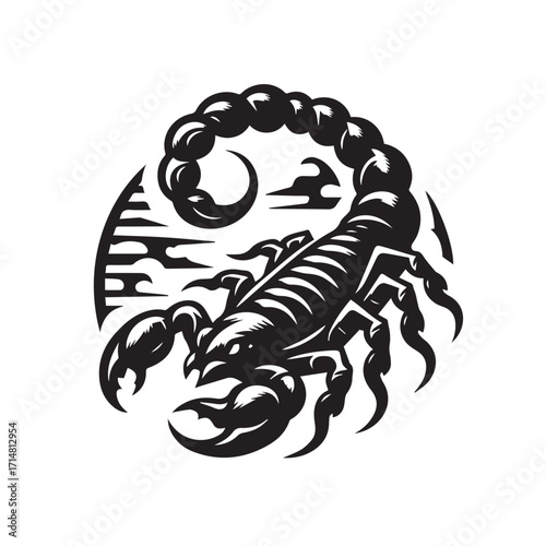 black and white scorpion vector logo