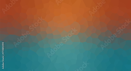Low poly crystal background with an orange and teal gradient, modern geometric mosaic pattern, for web design, banner, presentation, cover.