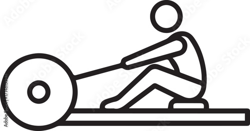 Rowing Machine Icon – Cardio Exercise Vector for Gym and Fitness Training