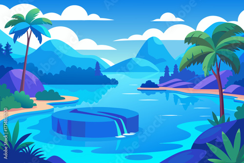 tropical beach with palm trees