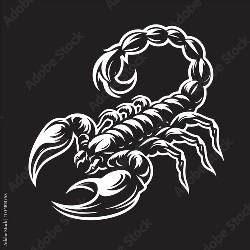 black and white scorpion vector logo