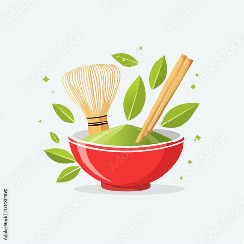 greantea matcha in the bowl