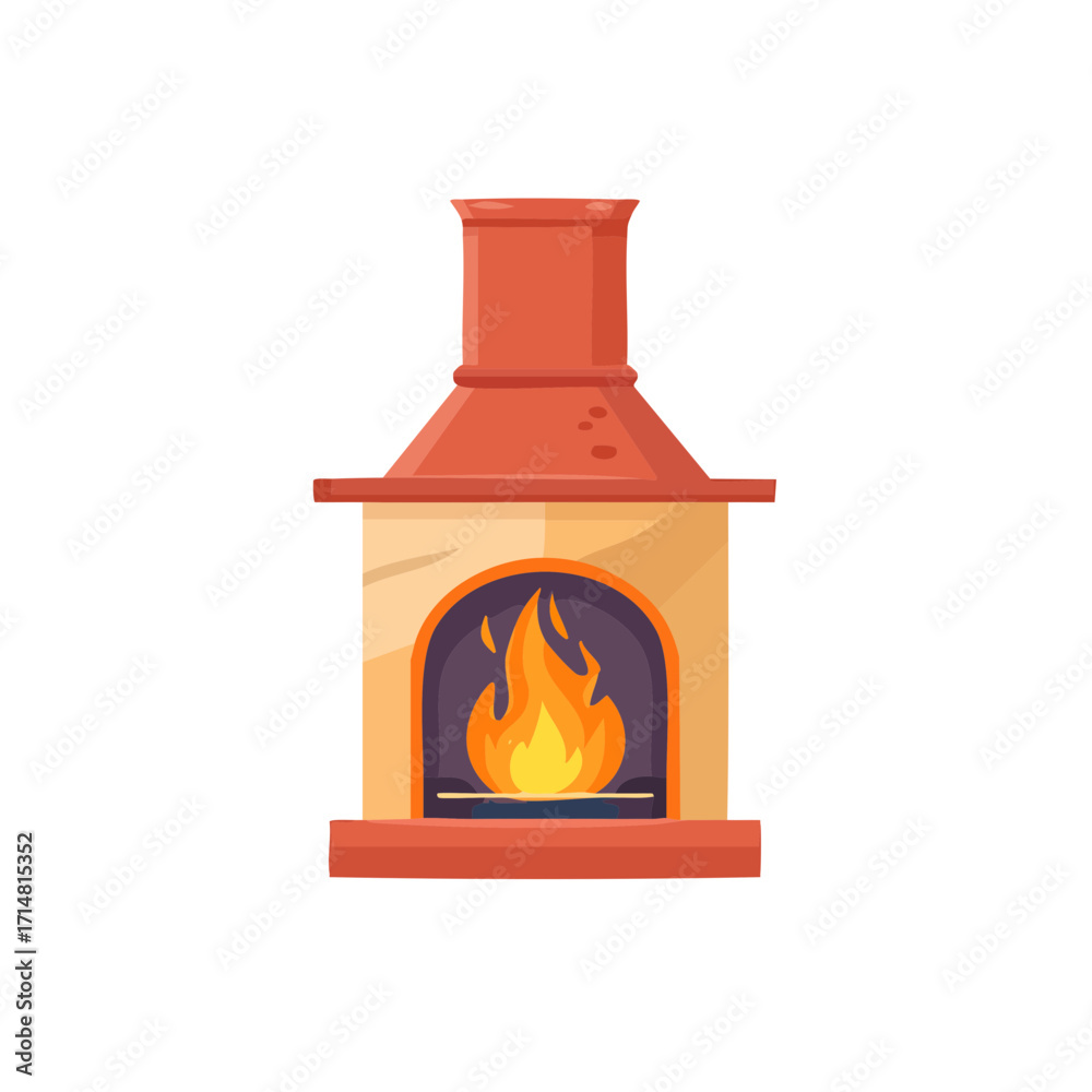 Fototapeta premium A warm and inviting fireplace with a dancing flame inside. This cozy scene evokes feelings of warmth and comfort