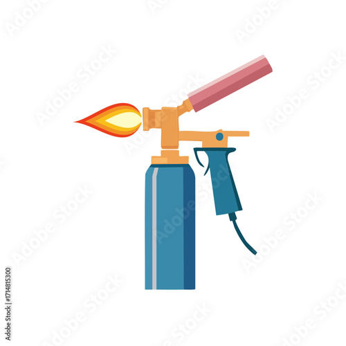 A blowtorch with a flame ready to be used 